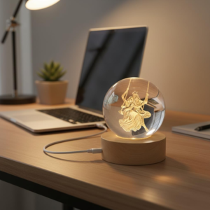 3D Crystal Glass Night Lamp Radha Krishna