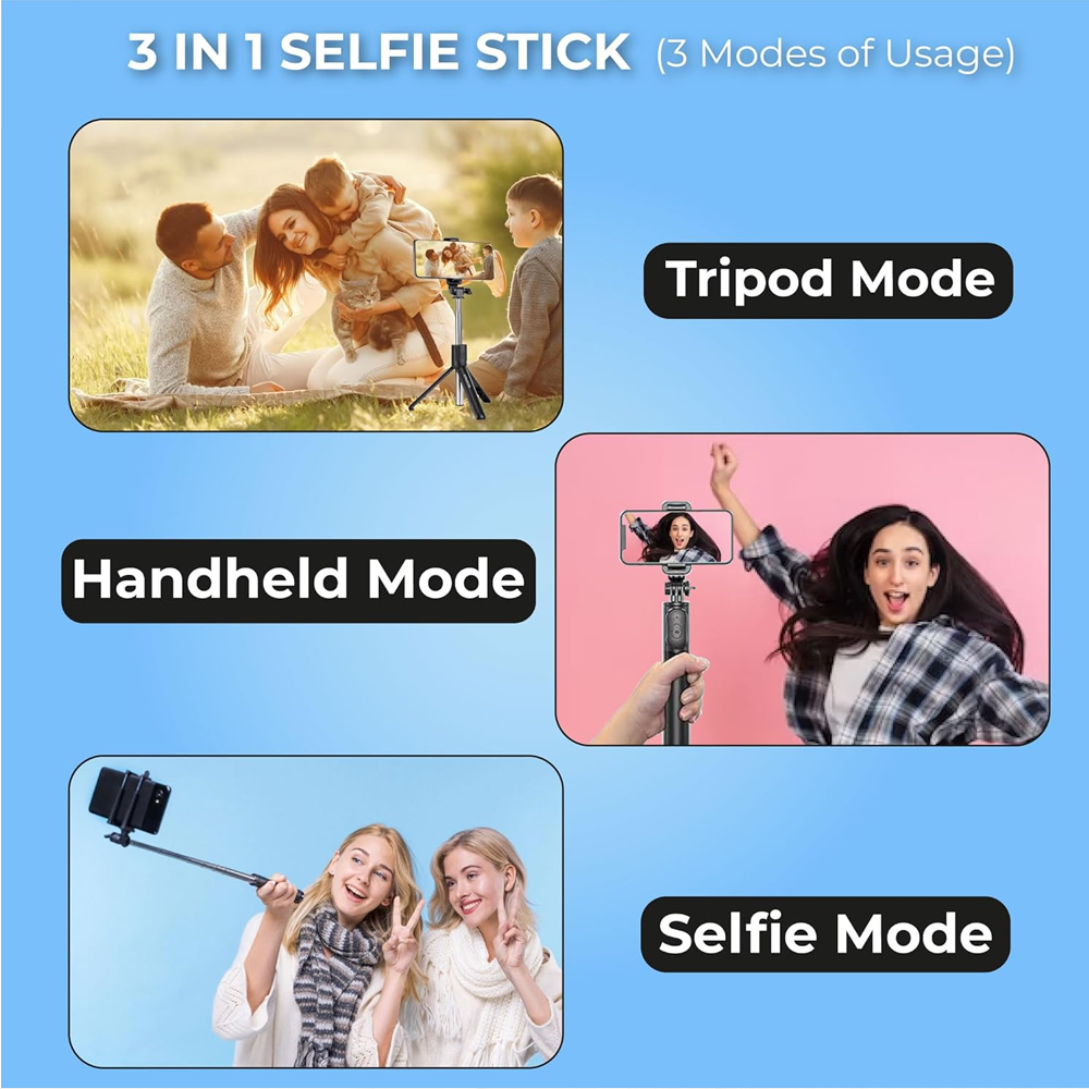 3in1 Selfie Stick with Tripod 160cm Height