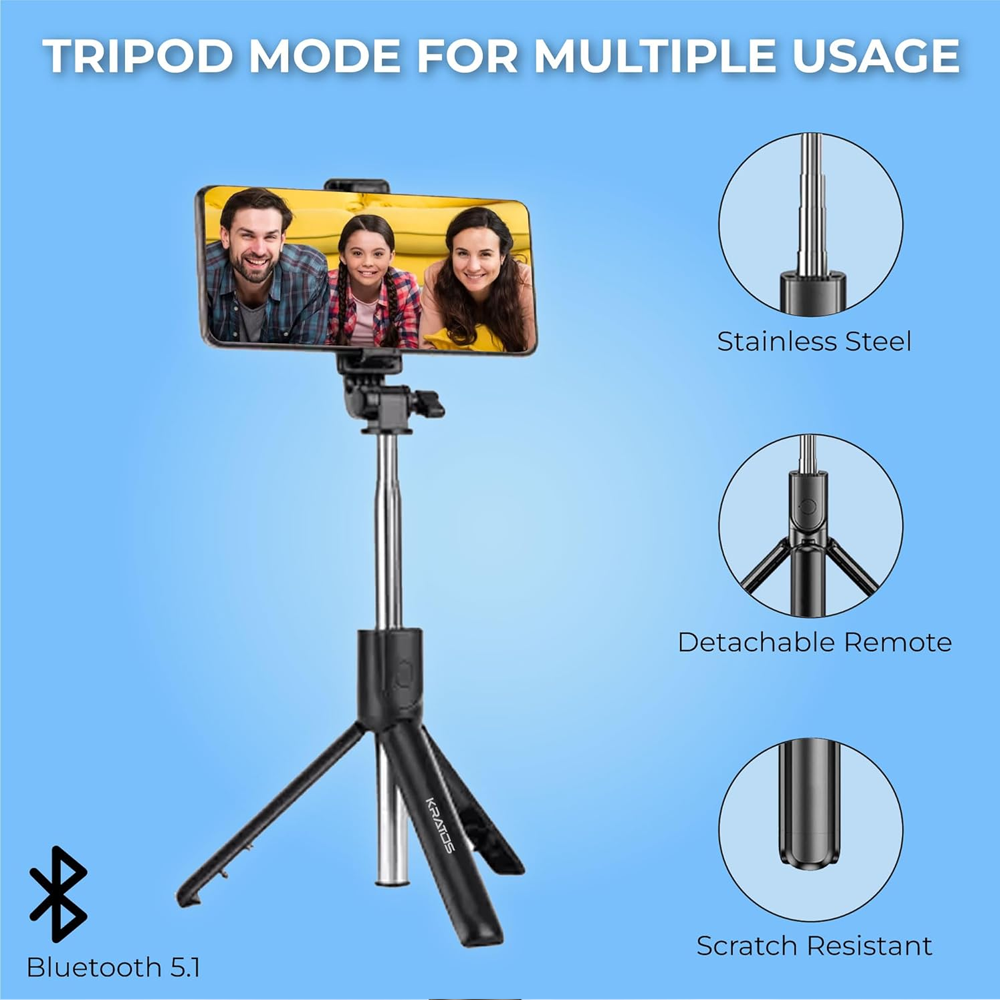3in1 Selfie Stick with Tripod 160cm Height