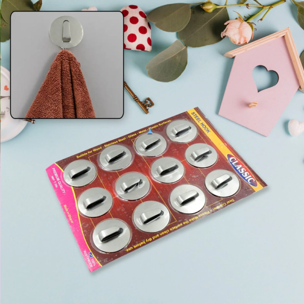 No Drill Steal Wall Hook 12pcs.