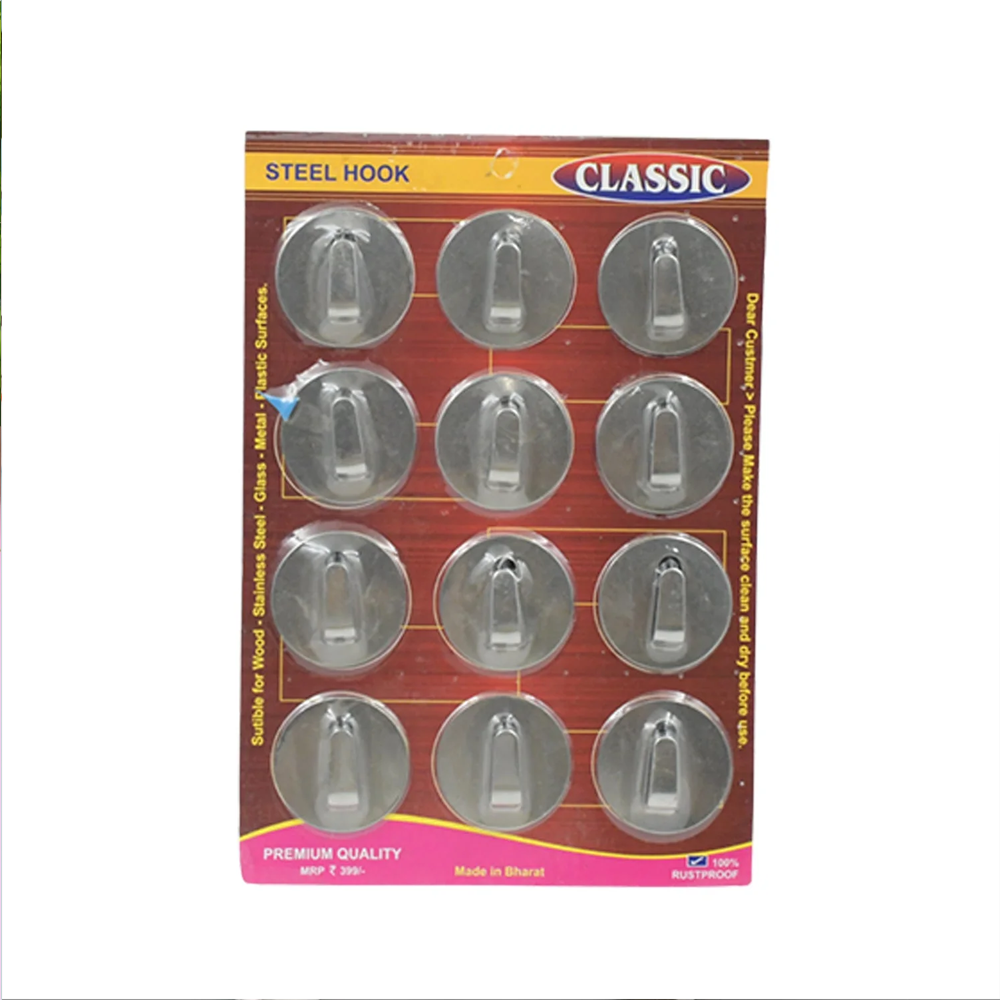 No Drill steal Wall Hook 12Pcs.