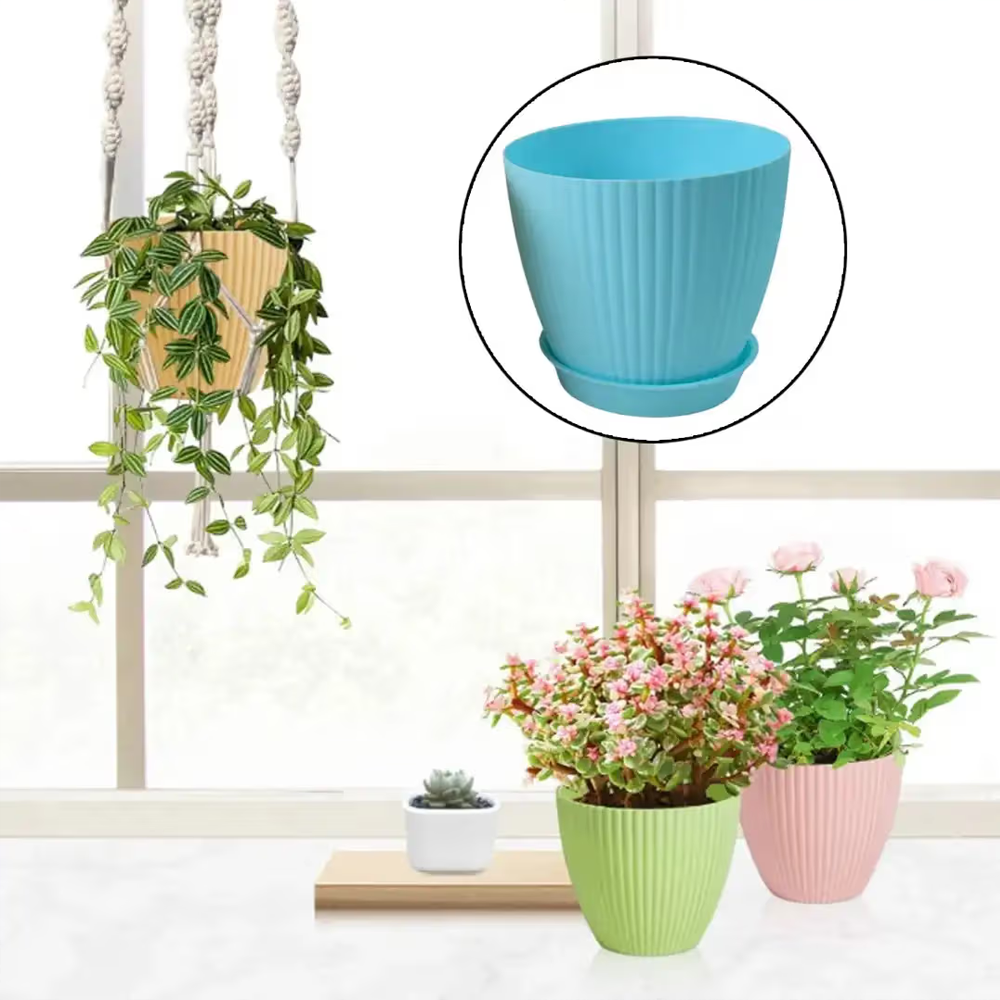 Colored Flowerpot with Tray 5 Pcs.