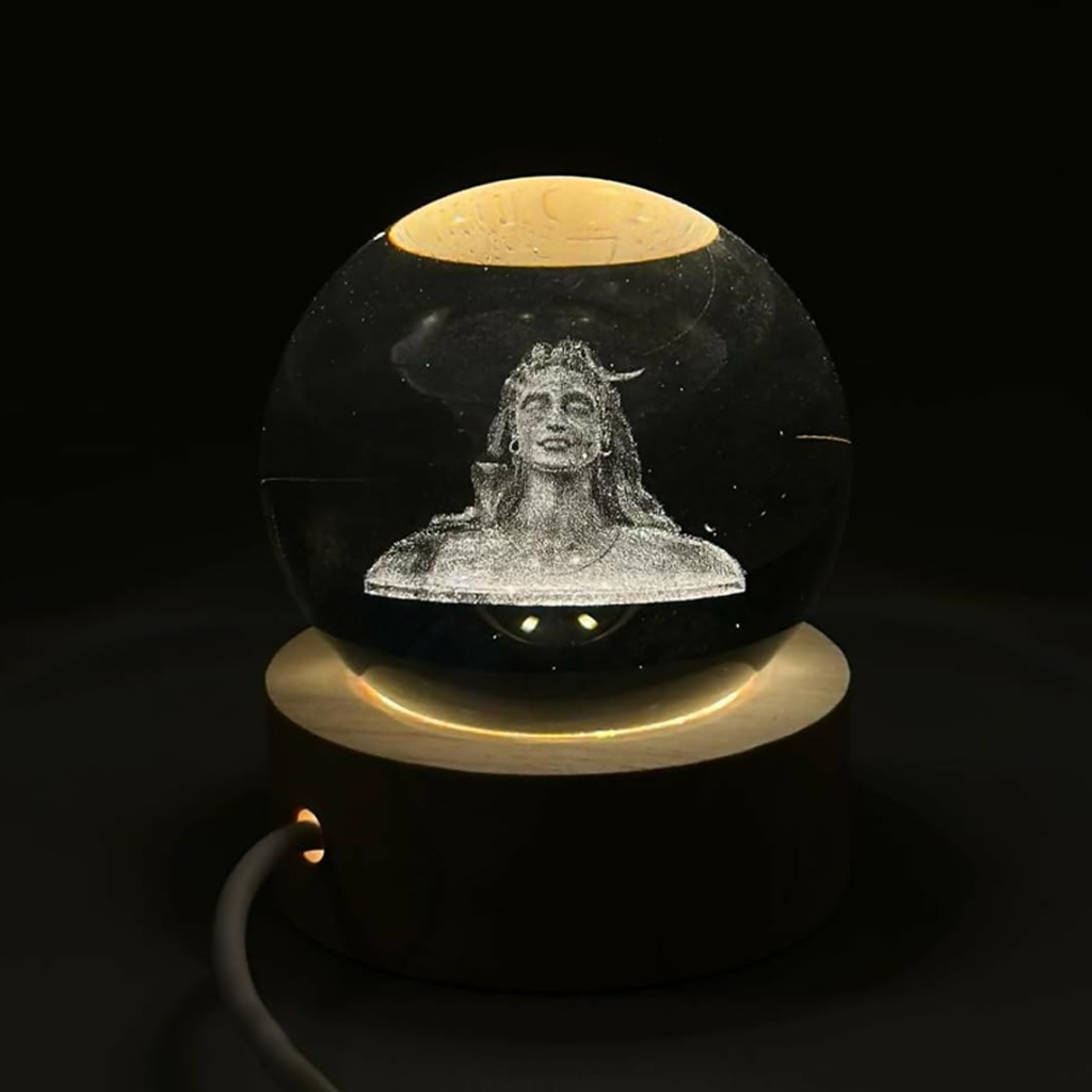 3D Crystal Glass Shiva Night Lamp