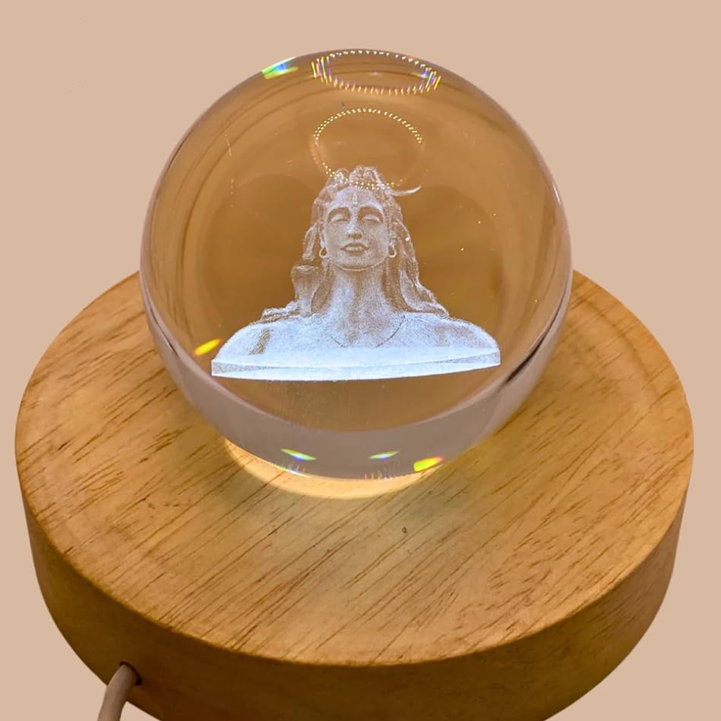 3D Crystal Glass Shiva Night Lamp