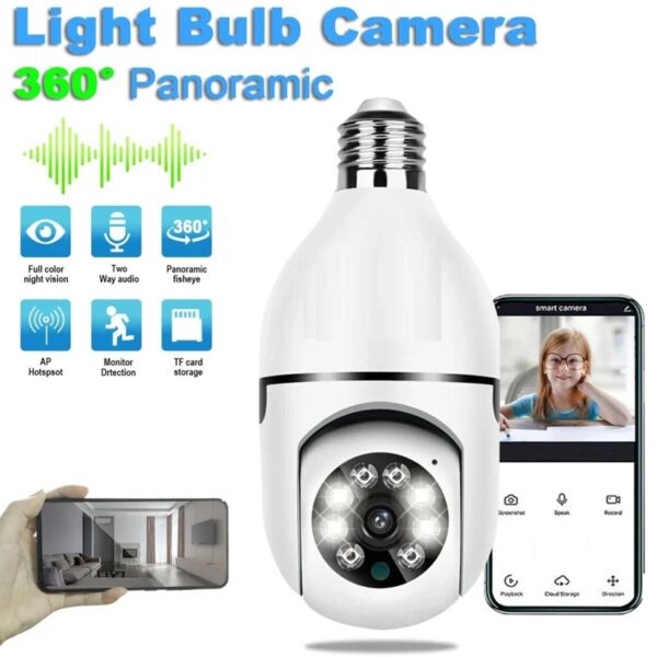V380 Pro Fisheye 360 Degree Panoramic Wireless WiFi IP CCTV Security (Pack of 1)